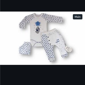 NEW Baby boy 3Pcs Pijamas Set with Elephant Pattern. Comfortable in Cotton.